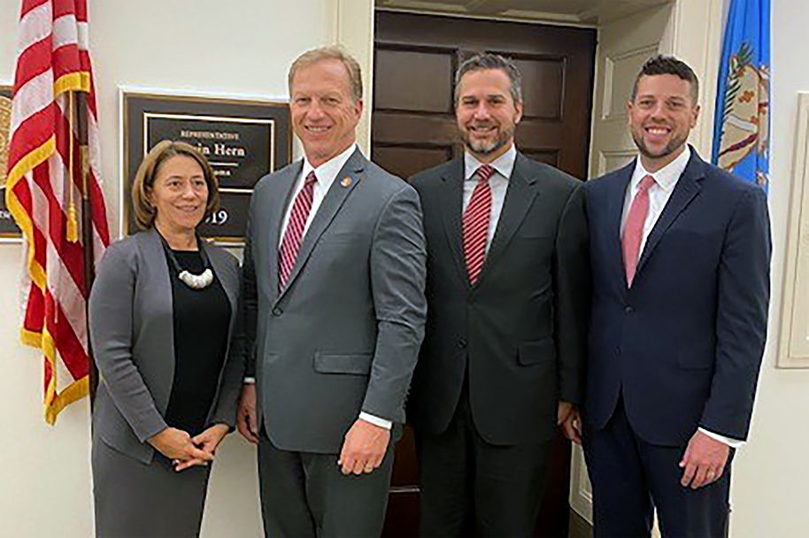 Photo of Community Care’s Bob Bush and Josiah Sutton join ACHP’s Ceci Connolly for a meeting with Congressman Kevin Hern of Oklahoma during the annual government relations fly-in.